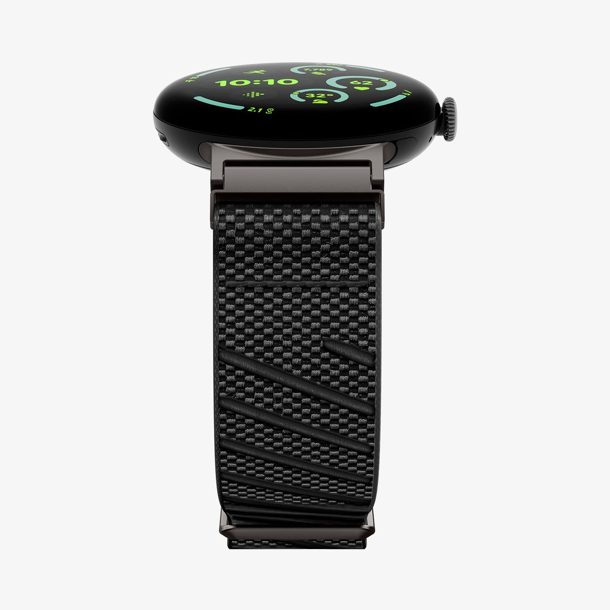 AMP11420 - Pixel Watch 4 41mm Lite Fit X Watch Band in black showing the bottom and partial front