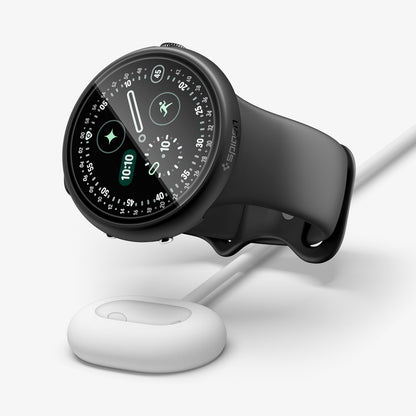 ACS11750 - Pixel Watch 5 (41mm) Thin Fit 360 Black angled view highlighting the seamless fit while supporting case-on wireless charging.