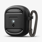 ACS09480 - Pixel Buds 2a Case Rugged Armor in black showing the front and side with carabiner