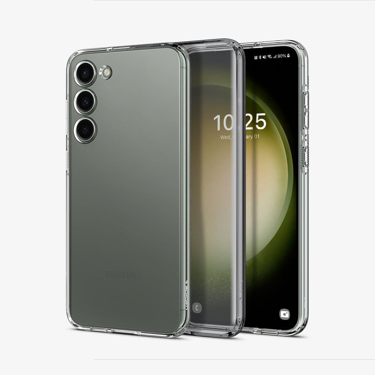 ACS05708 - Galaxy S23 Case Liquid Crystal in crystal clear showing the back, inside and front