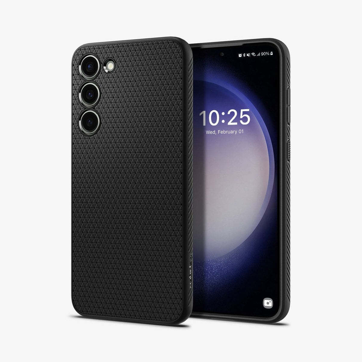 ACS05666 - Galaxy S23 Plus Case Liquid Air in matte black showing the back and front
