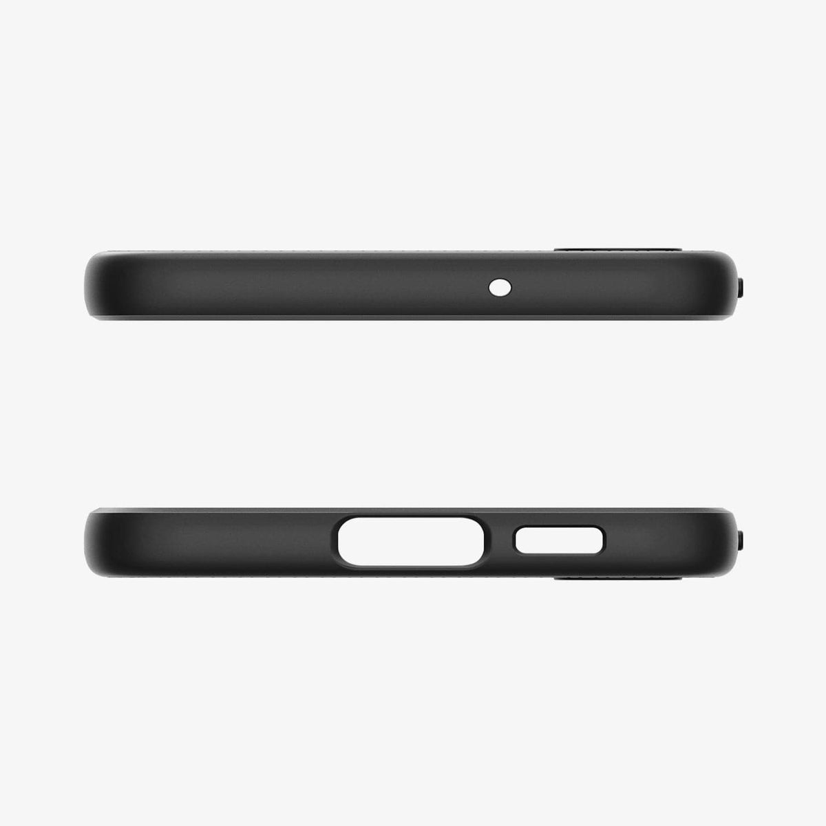 ACS05666 - Galaxy S23 Plus Case Liquid Air in matte black showing the top and bottom with precise cutouts