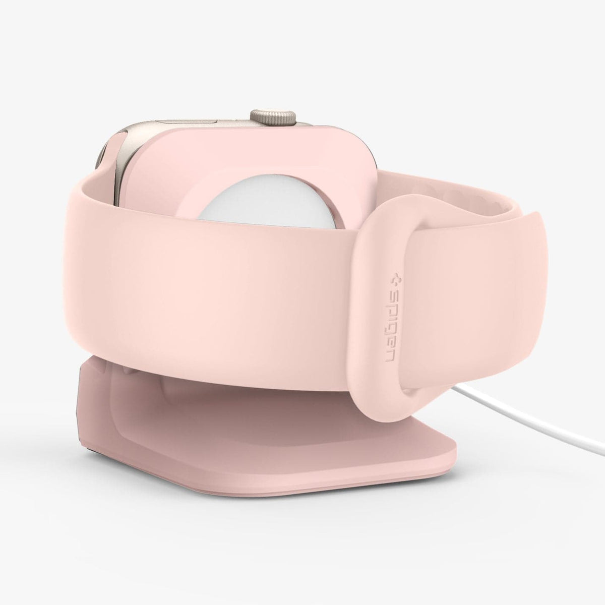 000CD21183 - Apple Watch Night Stand S350 in pink showing the back with watch on stand