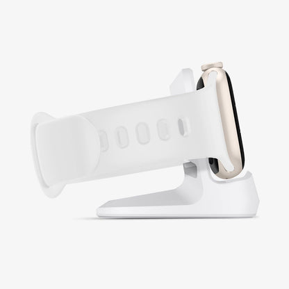 000CD21181 - Apple Watch Night Stand S350 in white showing the side with watch on stand
