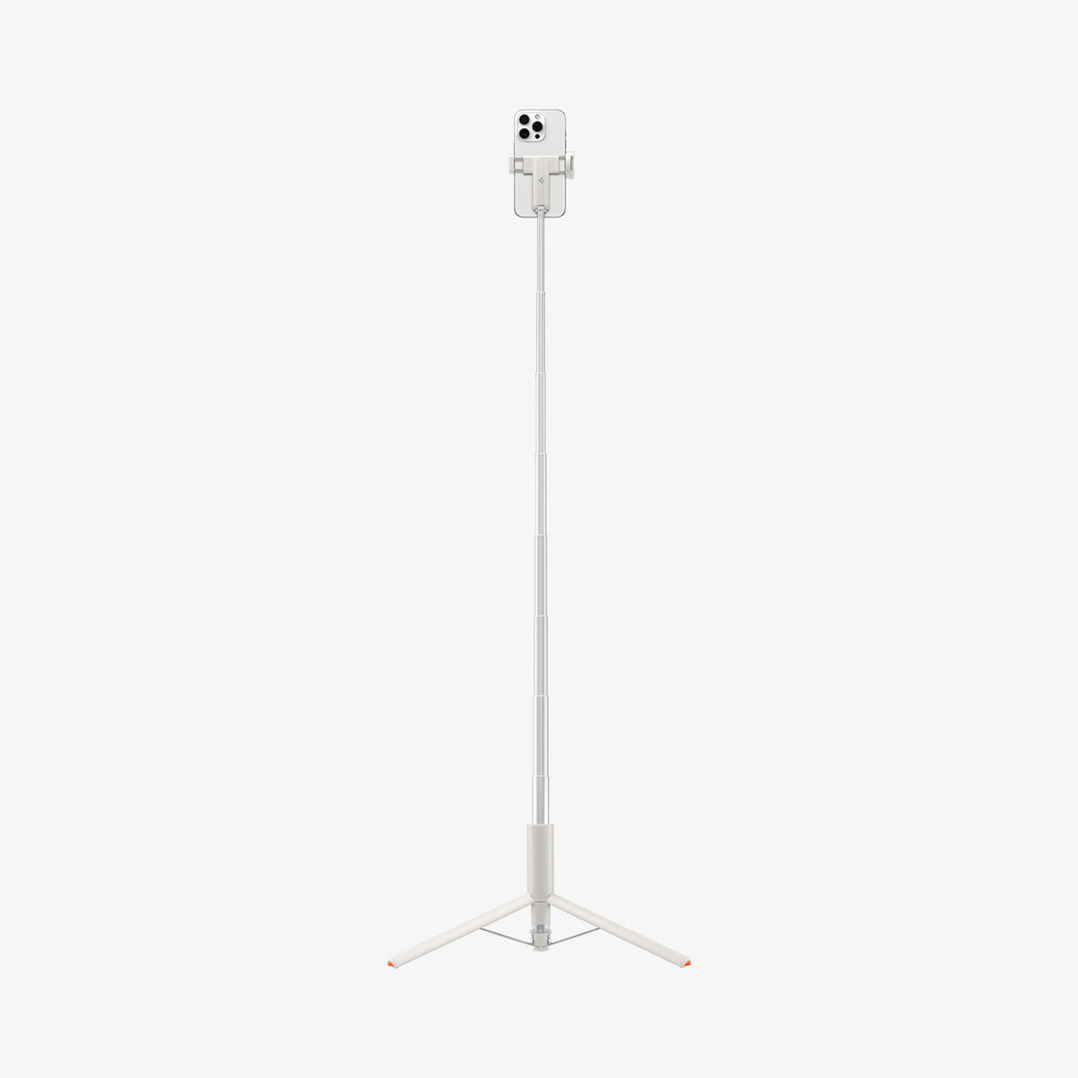 AMP09337 - Tripod Selfie Stick S541W in Dune Beige showing the back of the device in portrait form attached to an extended tripod