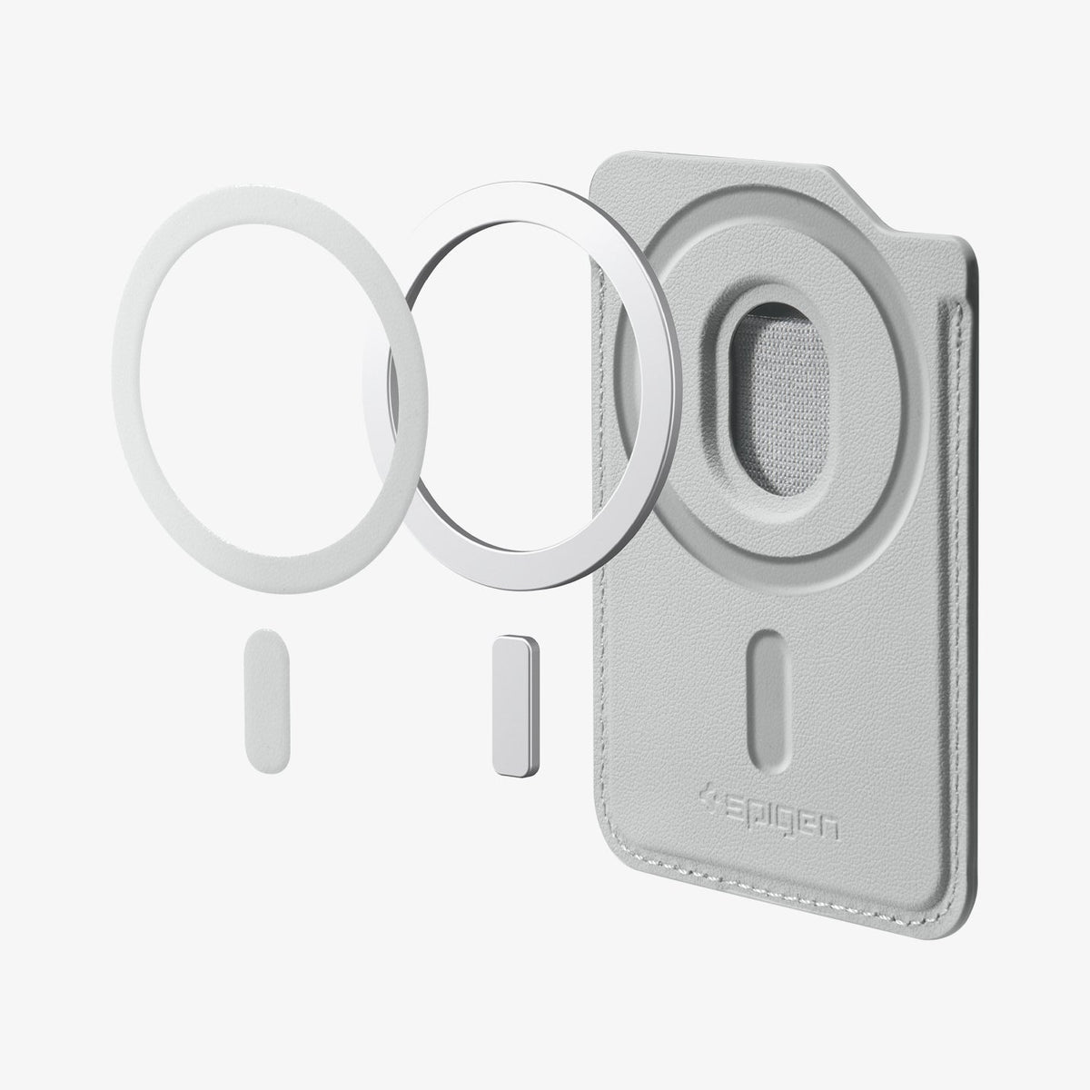 AFA10803 - MagSafe SleekBand Card Holder | 3 Cards (MagFit) in Urban Gray showing magnet hovering on the holder