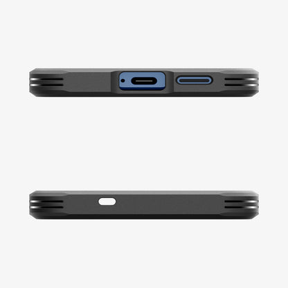 ACS08988 - Galaxy S25 Plus Case Tough Armor AI (MagFit) in Gunmetal showing the top and bottom