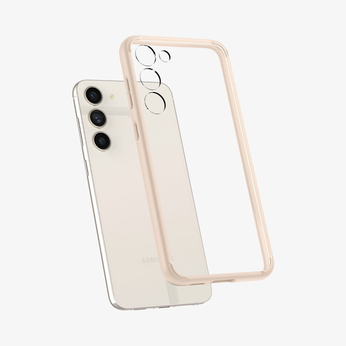 ACS06086 - Galaxy S23 Case Ultra Hybrid in sand beige showing the back with case hovering away from device