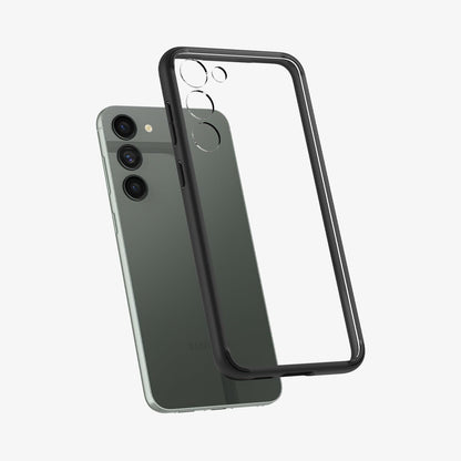ACS05715 - Galaxy S23 Case Ultra Hybrid in black showing the back with case hovering away from device