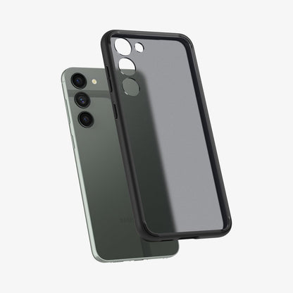 ACS05716 - Galaxy S23 Case Ultra Hybrid in frost black showing the back with case hovering away from device