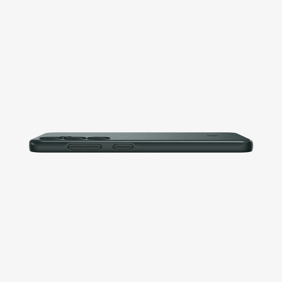 ACS07342 - Galaxy S24 Case Thin Fit in Abyss Green showing the side with side buttons, partial back on a flat surface
