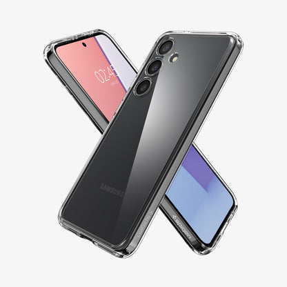ACS07349 - Galaxy S24 Case Ultra Hybrid in Crystal Clear showing the back, partial side, next to it, a device showing front and partial side