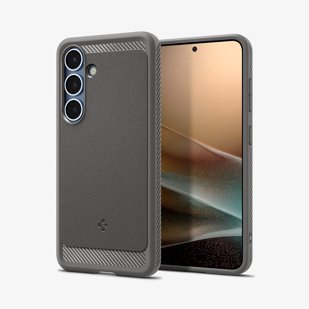 ACS08999 - Galaxy S25 Case Rugged Armor (MagFit) in Marble Gray showing the back, partial front and sides