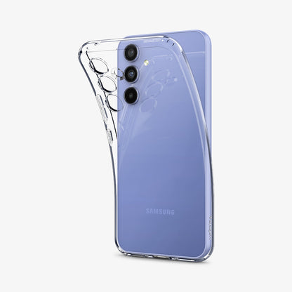ACS05889 - Galaxy A54 5G Case Liquid Crystal in Crystal Clear showing the back of clear case partially peeled from the device