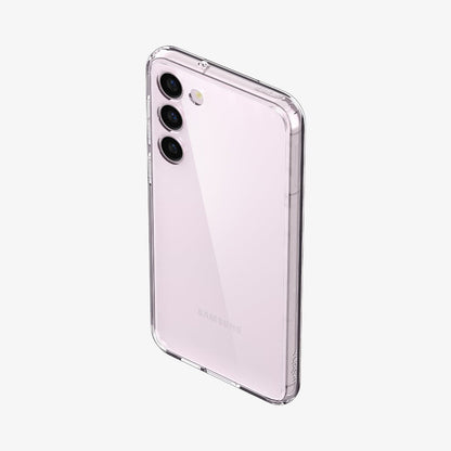 ACS05668 - Galaxy S23 Plus Case Ultra Hybrid in crystal clear showing the back, top and partial side