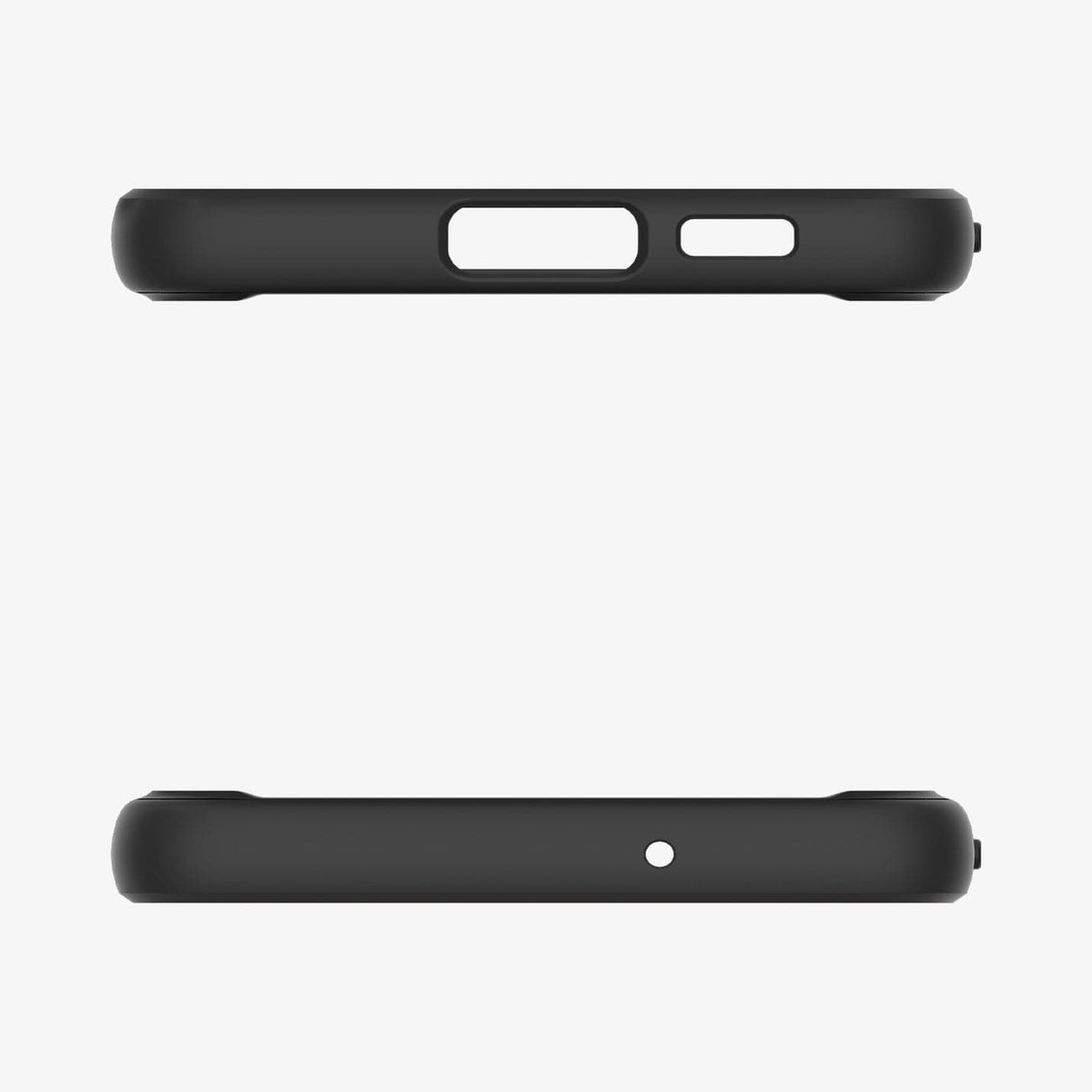 ACS05670 - Galaxy S23 Plus Case Ultra Hybrid in frost black showing the top and bottom with precise cutouts