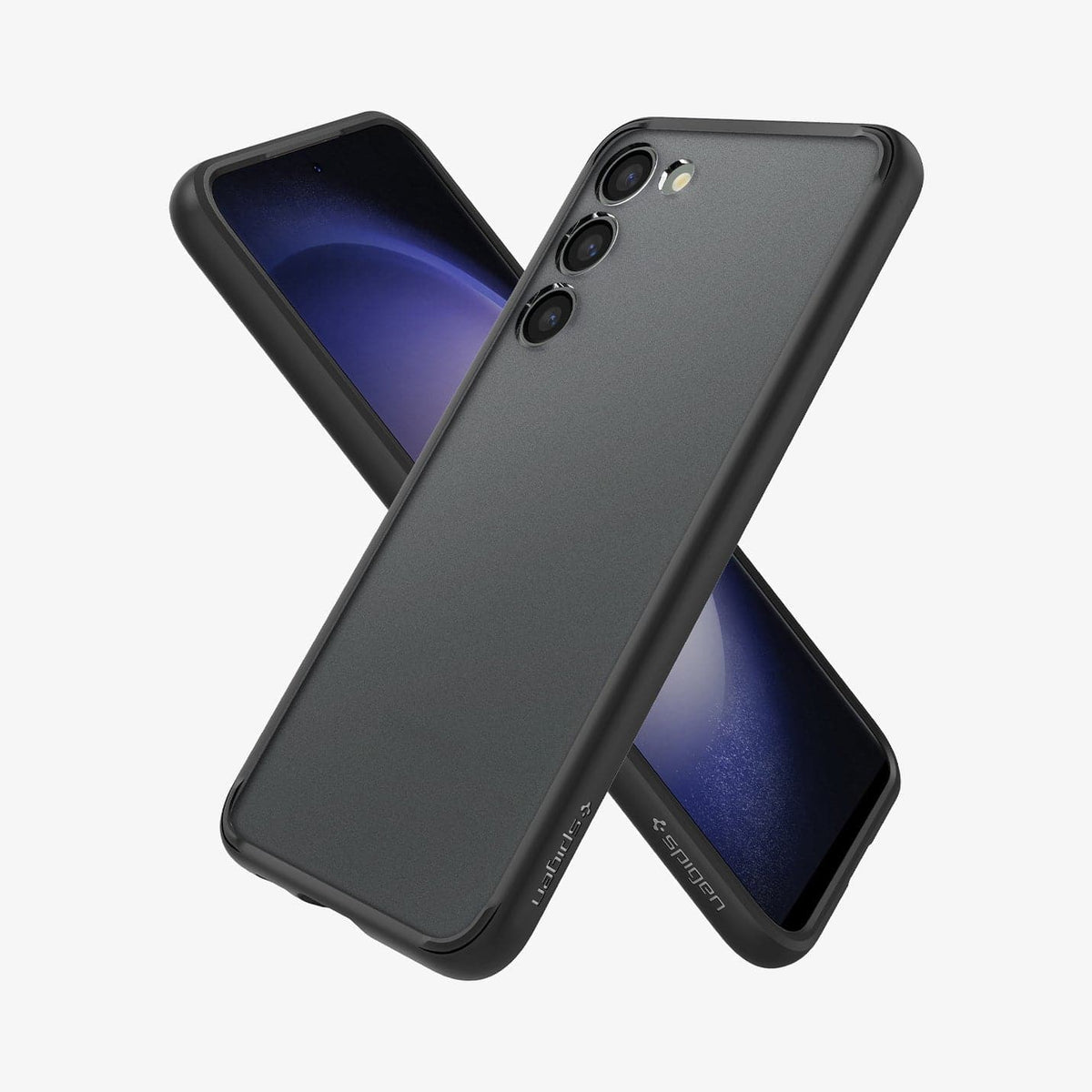 ACS05670 - Galaxy S23 Plus Case Ultra Hybrid in frost black showing the back, front and sides
