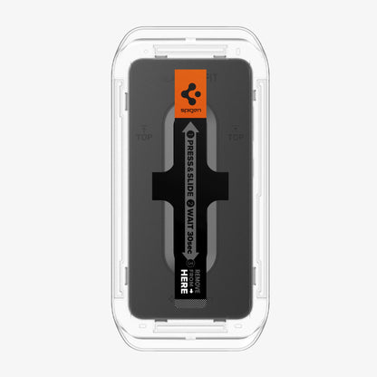 AGL07430 - Galaxy S24 Plus GLAS.tR EZ Fit in Transparency showing the top of alignment tray