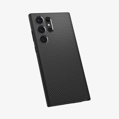 ACS05614 - Galaxy S23 Ultra Case Liquid Air in matte black showing the back and partial bottom