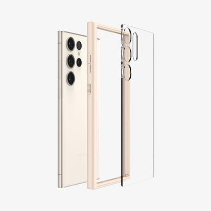 ACS06078 - Galaxy S23 Ultra Case Ultra Hybrid in sand beige showing the back multiple layers