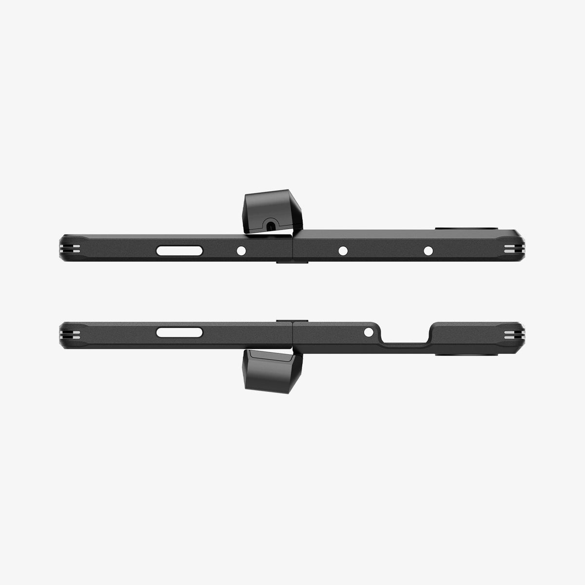 ACS07826 - Galaxy Z Fold 6 Case Tough Armor Pro P in Black showing the top and bottom of 2 devices fully open facing each other