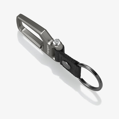 AHP01869 - Carabiner + Keyring in gunmetal showing the side and partial front