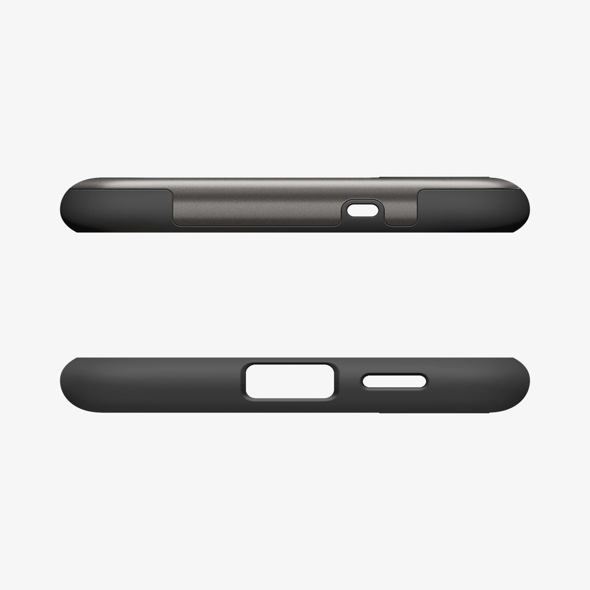 ACS10230 - Galaxy S25 FE Slim Armor (MagFit) in Gunmetal showing the top and bottom