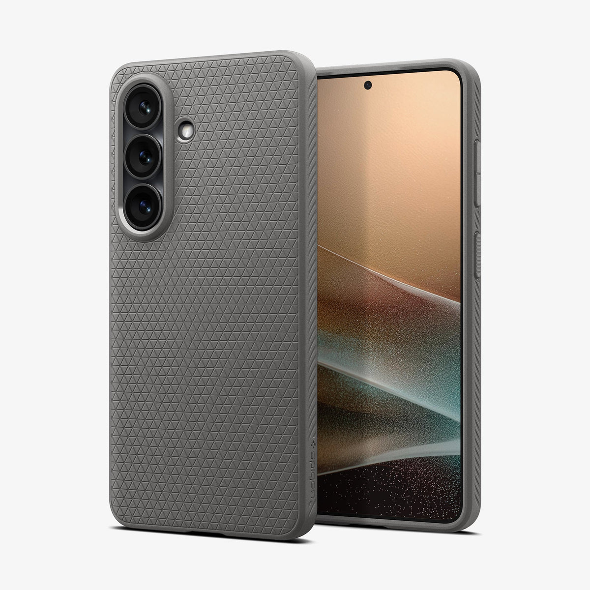 ACS11210 - Galaxy S26 Plus Liquid Air in Marble Gray showing the back with the device, partial back case only, partial front and sides