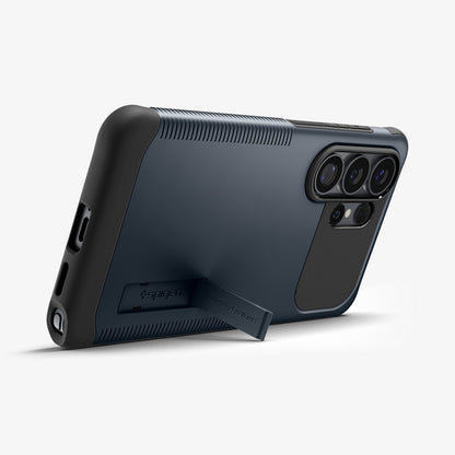 ACS10691 - Galaxy S26 Ultra Slim Armor (Mag Fit) in Metal Slate showing bottom of case with kickstand out