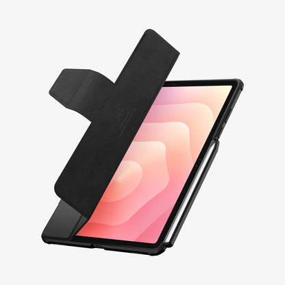 ACS10216 - Galaxy Tab S11 Case Air Skin Pro in Black showing the partial inner of the device and partial cover lifted