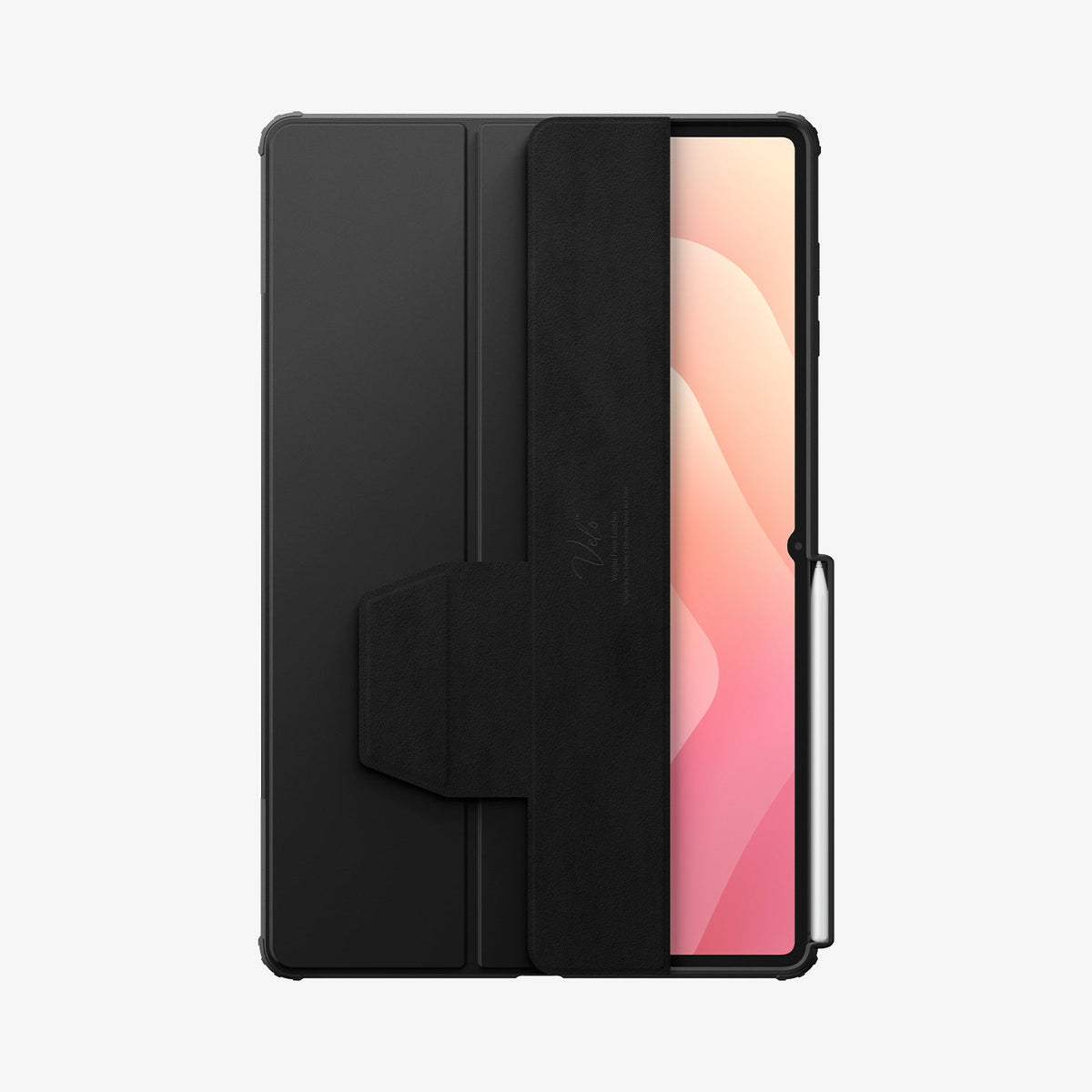 ACS10221 - Galaxy Tab S11 Ultra Case Air Skin Pro in Black showing the partial front cover half folded and partial device