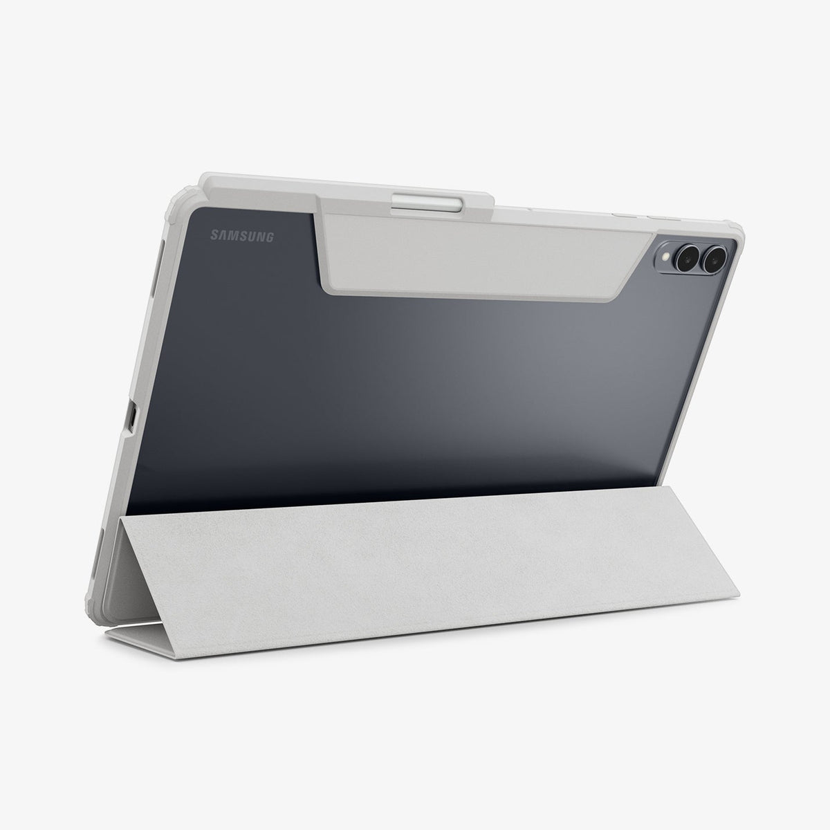 ACS10222 - Galaxy Tab S11 Ultra Case Air Skin Pro in Gray showing the back, partial bottom with cover folded into a kickstand