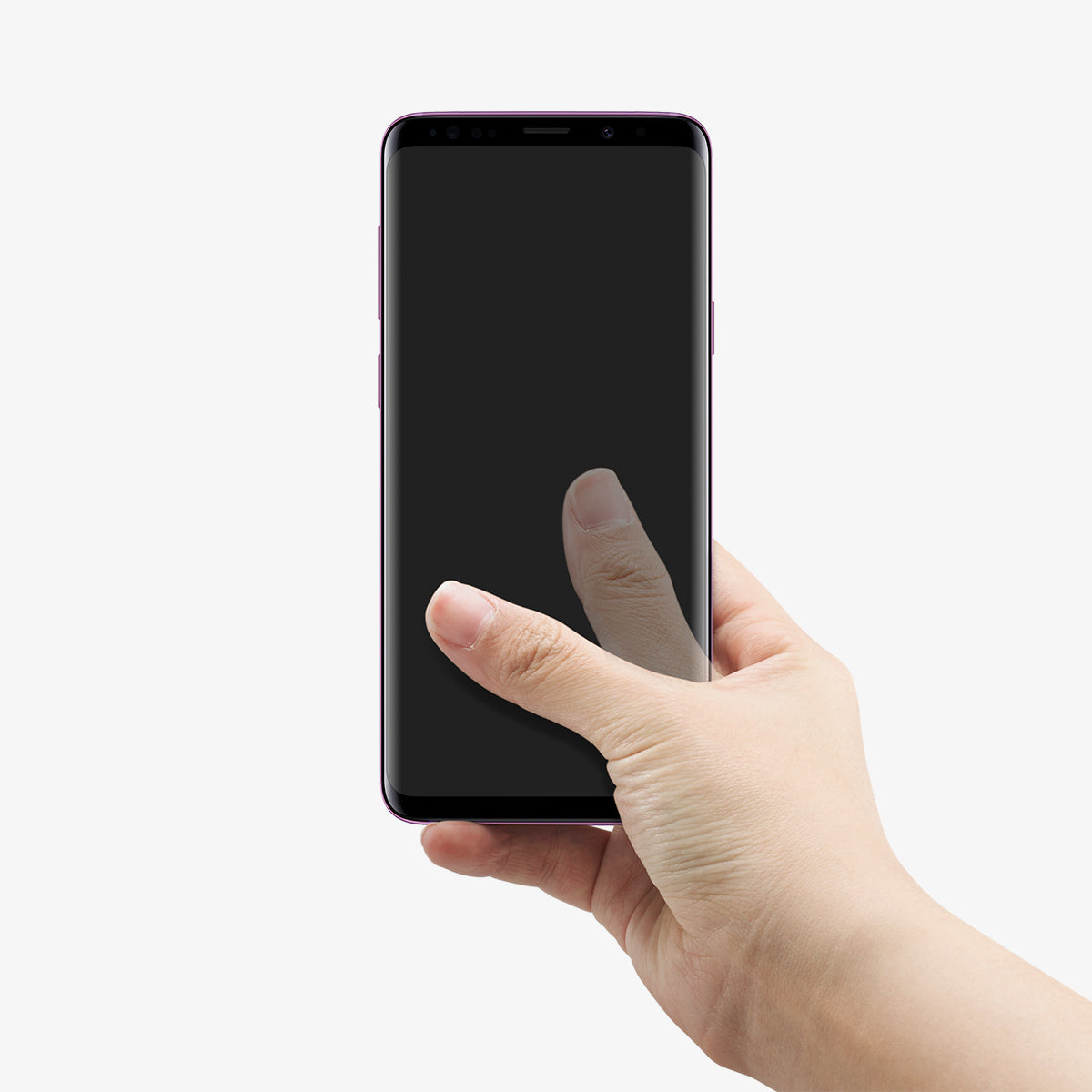 000SR24433 - Style Ring 360 in gunmetal showing the front view of phone in someone's hand