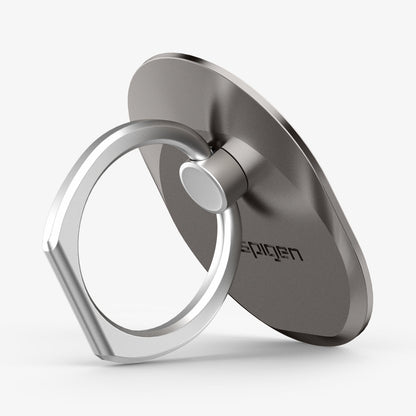 000EP20243 - Style Ring in space gray showing the front and side propped up by ring