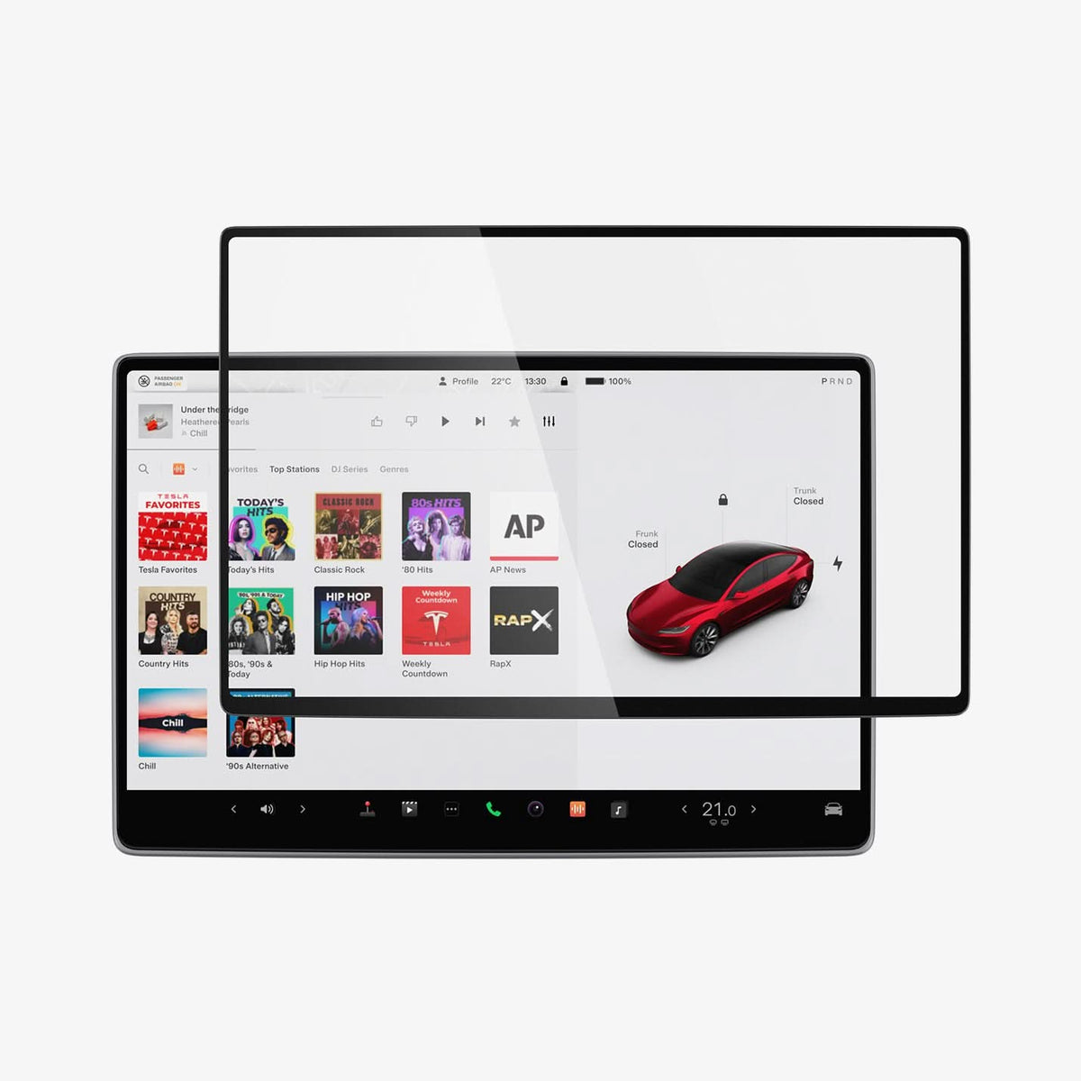 AGL10654 - Tesla Series - Screen Protector GLAS.tR EZ Fit 15.4 showing the screen protector hovering in front of the screen monitor