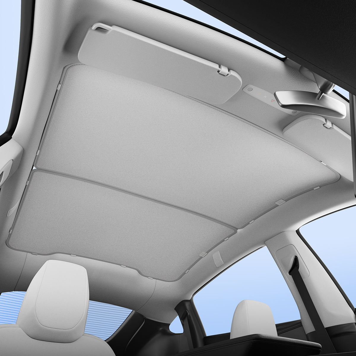 ACP09568 - Model Y (2025) CryoShade Sunroof in Gray showing the inner of the tesla