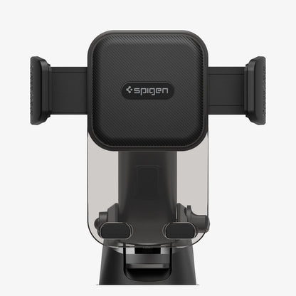 ACP08312 - Universal Dashboard Car Mount | TS35-1 showing front close-up render of car mount head with textured diagonal grip pad Spigen logo silicone padded bracket arms and bottom foot supports