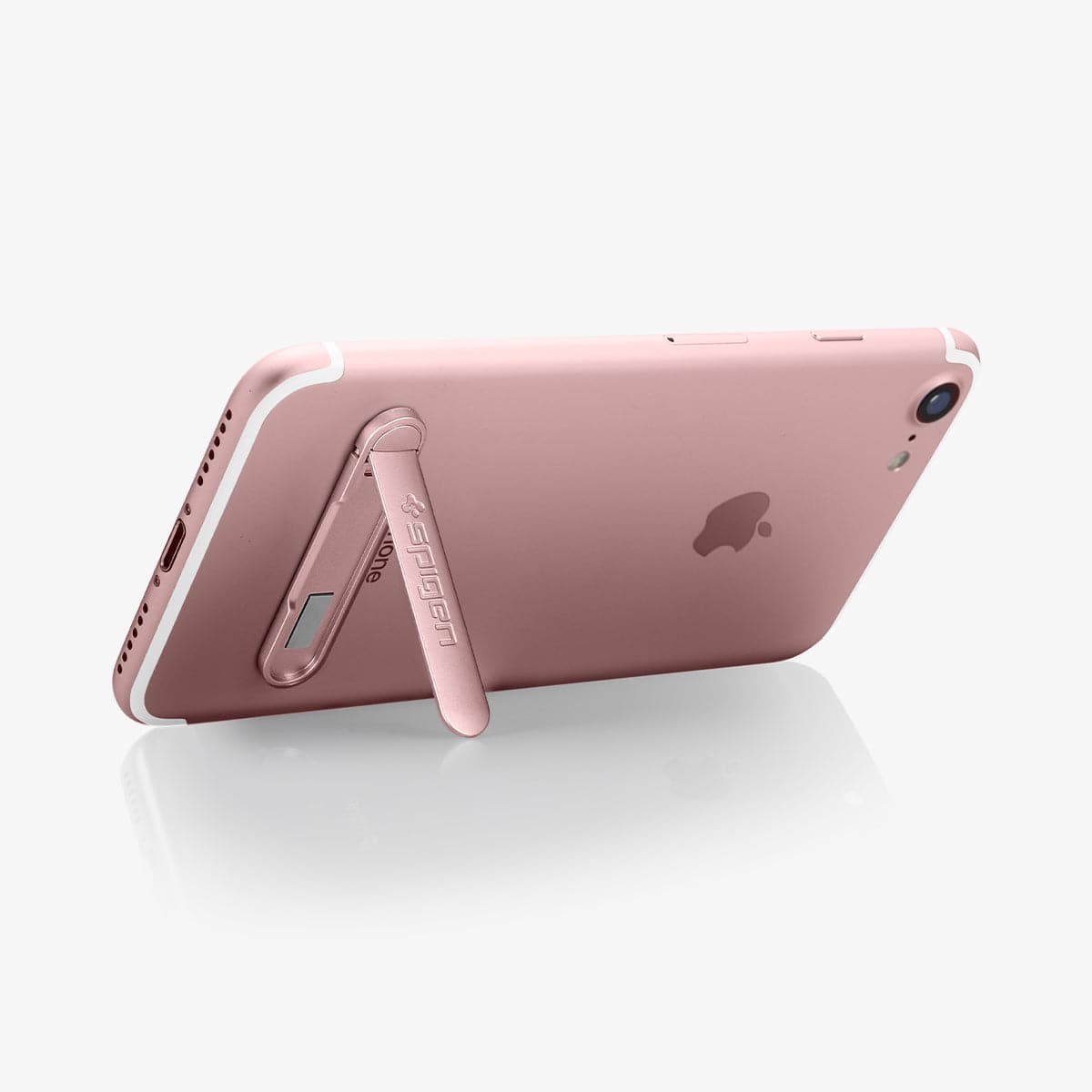 000EM21073 - U100 Universal Kickstand (Metal) in rose gold showing the phone propped up by kickstand attached