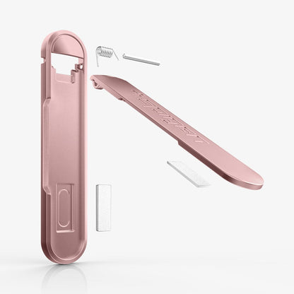 000EM21073 - U100 Universal Kickstand (Metal) in rose gold showing the multiple components of kickstand