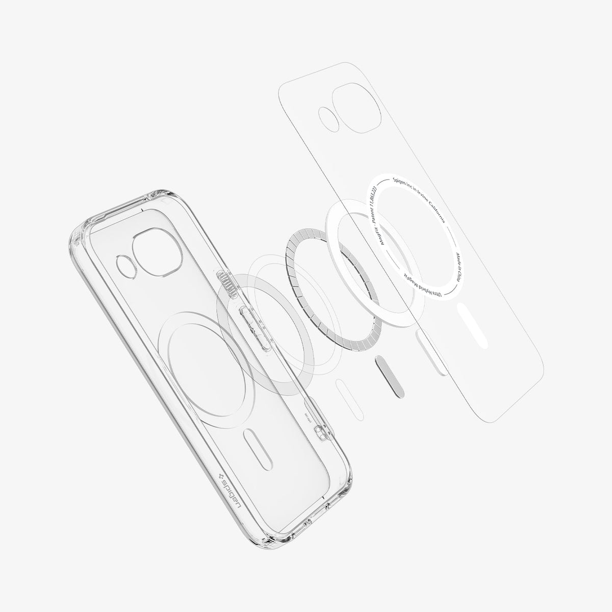ACS11277 - Pixel 10a Ultra Hybrid Metal Ring (Mag Fit) in Clear Graphite showing the multiple layers of case