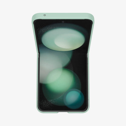 ACS06871 - Galaxy Z Flip 5 Case Air Skin in apple mint showing the top and front with device half open