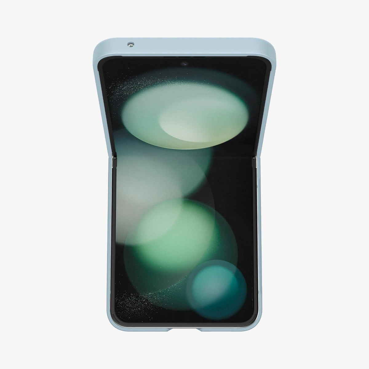 ACS06233 - Galaxy Z Flip 5 Case AirSkin in mute blue showing the top and front with device half open