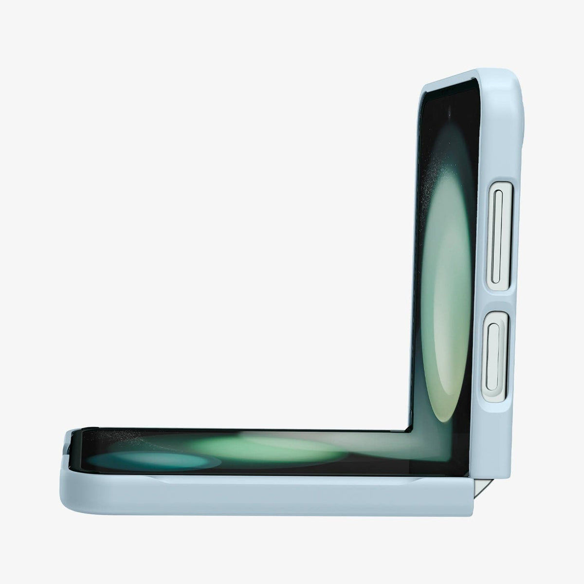 ACS06233 - Galaxy Z Flip 5 Case AirSkin in mute blue showing the side and partial front with device half open
