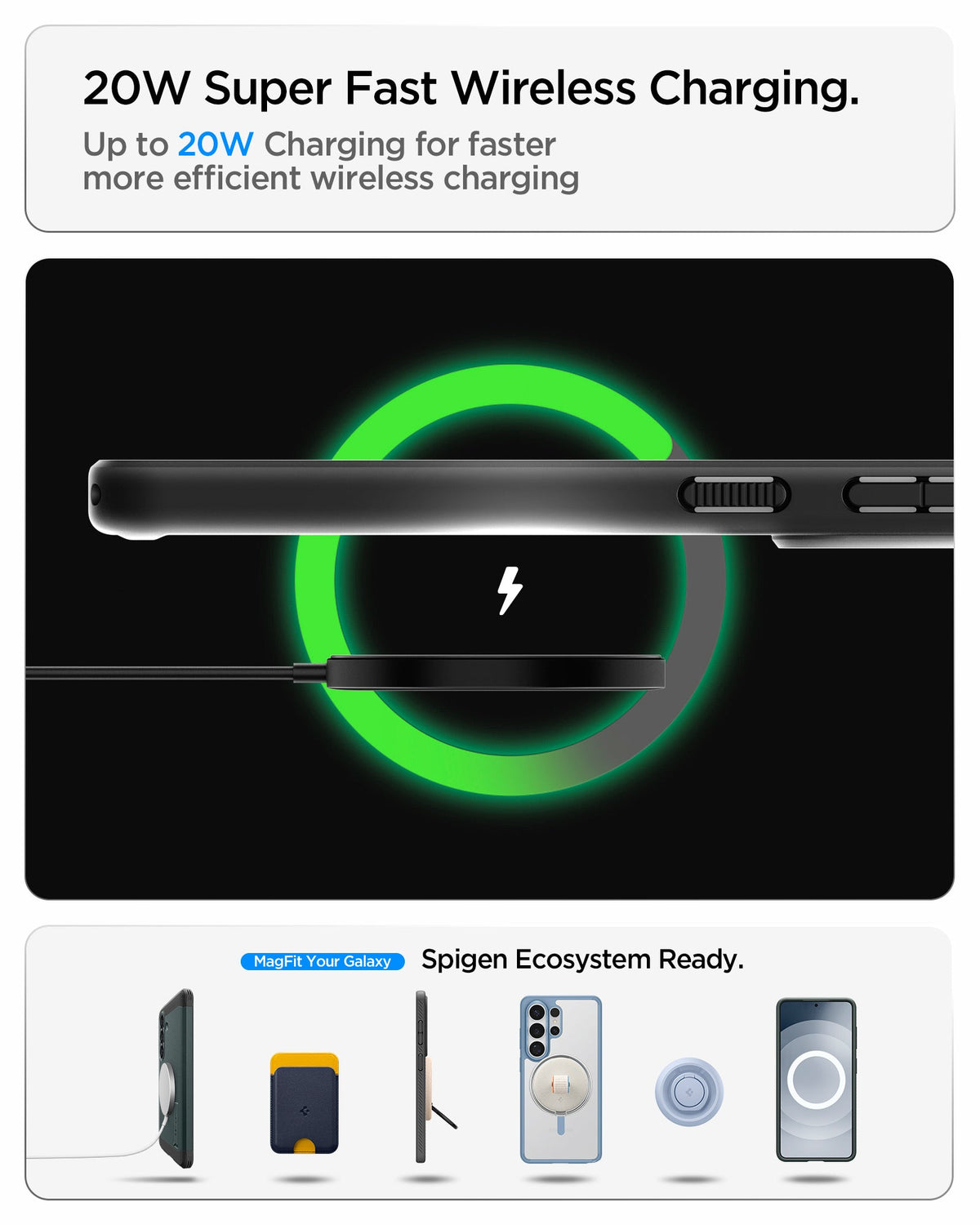 ACS11044 - Showing the 20W Super Fast Wireless charging. Up to 20W charging for faster more efficient wireless charging