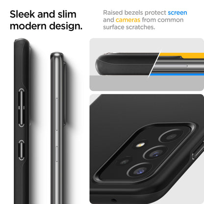 ACS02314 - Galaxy A52 Case Thin Fit in Black sleek and slim modern design. Raised bezels protect screen and cameras from common surface scratches.