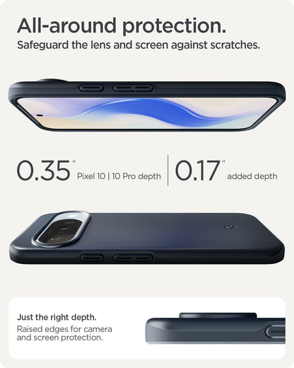 ACS09700 - Pixel 10, Pixel 10 Pro Thin Fit (MagFit) in Metal Slate showing all around protection. safeguard the lens and screen against scratches.