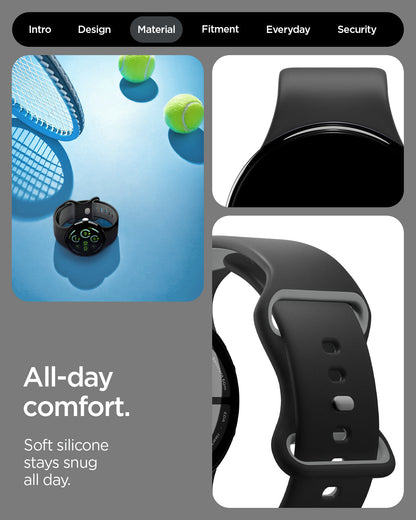 AMP09491 - PWF Series Band Nano Pop in black sesame showing the all day comfort. Soft silicone stays snug all day