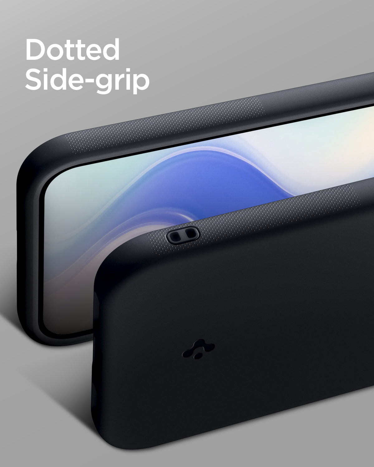 ACS11435 - Pixel 11 Pro Nano Pop (Mag Fit) Black Sesame close up showing the textured side grips and integrated strap hole.