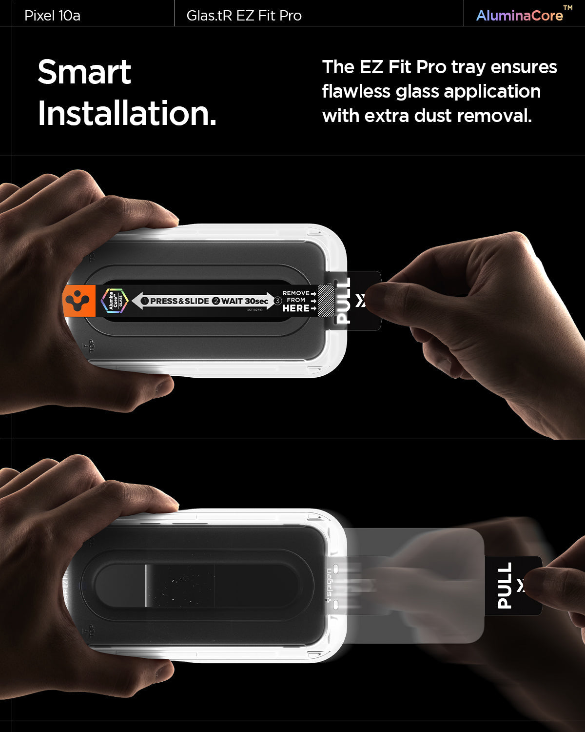 AGL11364 - Pixel 10a GLAS.tR EZ Fit Pro showing smart installation