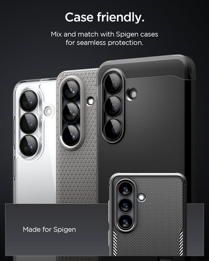 AGL11094 - Galaxy S26 Optik EZ Fit Lens Pro Protector showing case friendly. mix and match with spigen cases for seamless protection